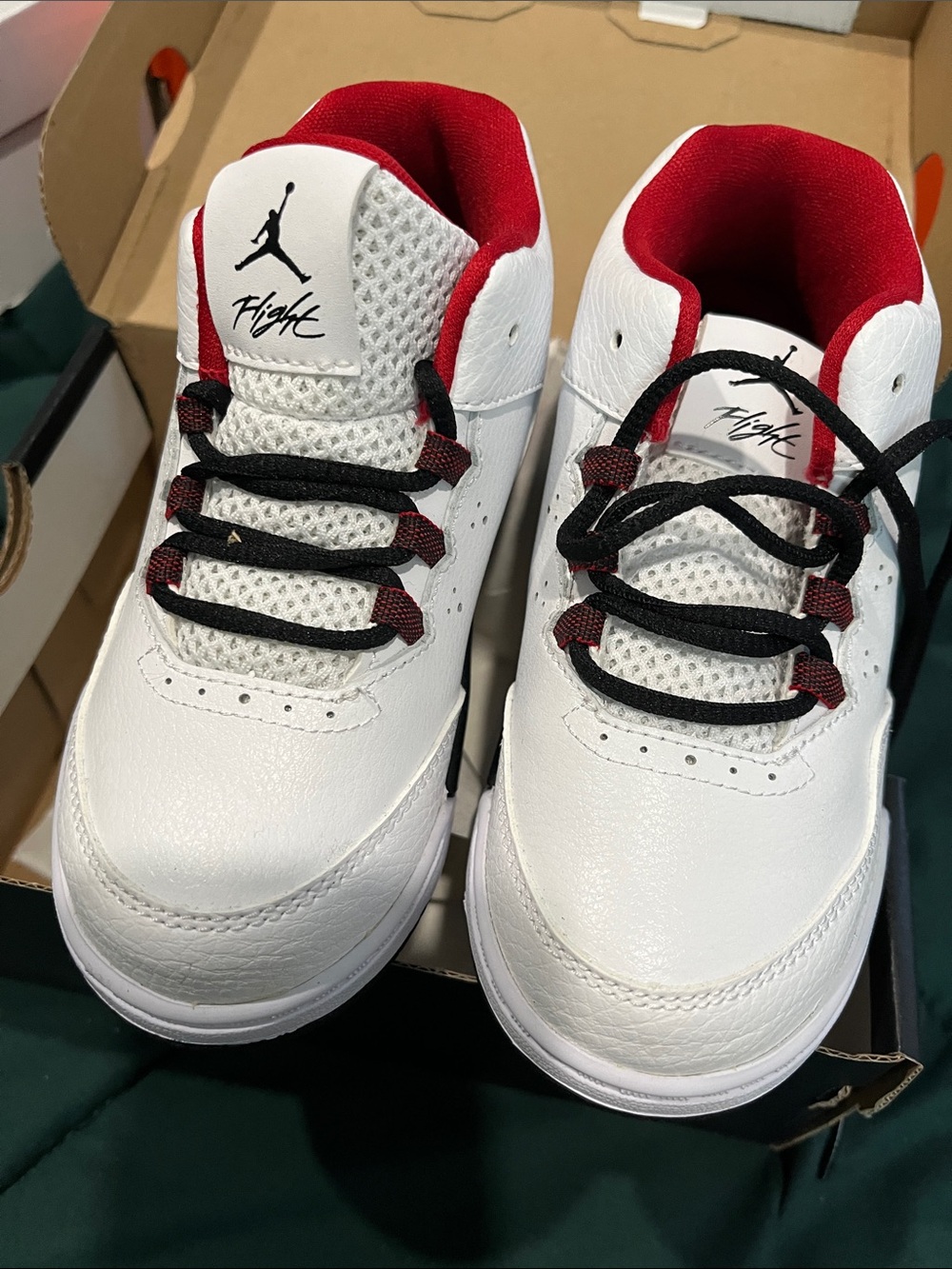 Jordan Kids' White and Red Flight Sneakers